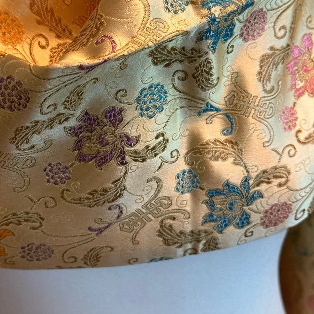 Floral Brocade Scarf Tassel Fringe Silk Style Asian Jacquard Wrap
